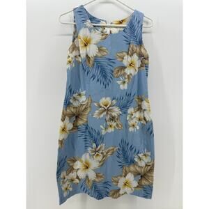 Women's Hawaiian Aloha Short Tank Dress - Hibiscus Trend Light Blue size S
